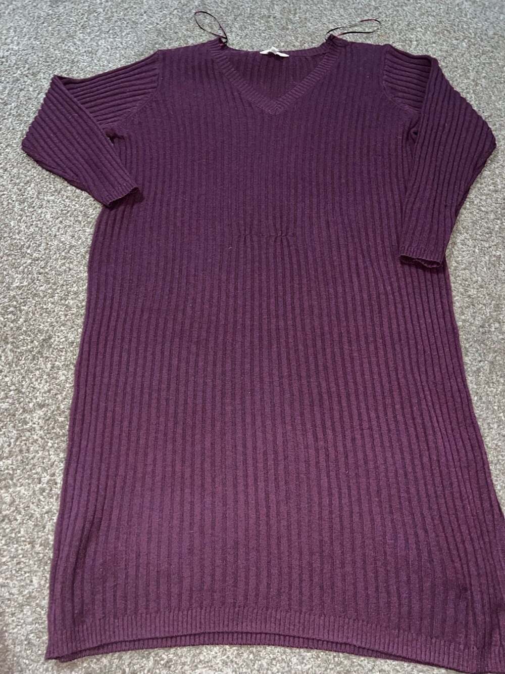Terra & Sky Women's Purple Ribbed V-Neck Long Sleeve Sweater Dress Size 3X